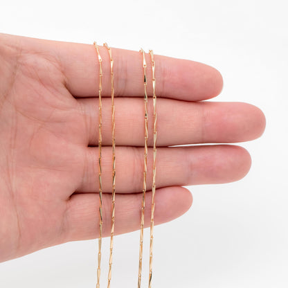 Gold plated Brass Bar Chain 1.2/ 1.3mm Thin, Color Not Easily Tarnish, Lead Nickel Free (#LK-167)/ 1 Meter=3.3 ft