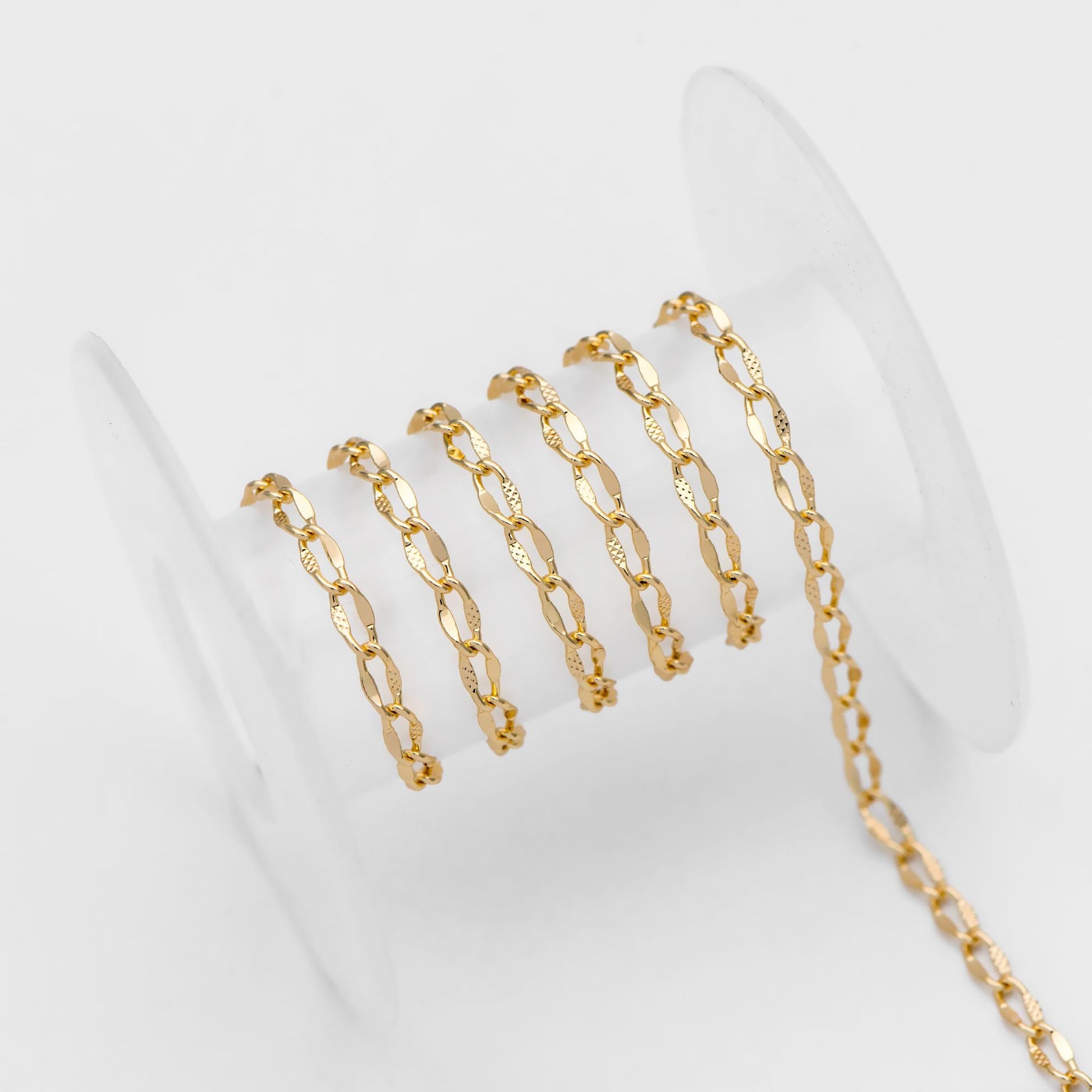 Gold plated Brass Chains 3mm, Oval Link Chain Findings Wholesale (#LK-283)/ 1 Meter=3.3 ft