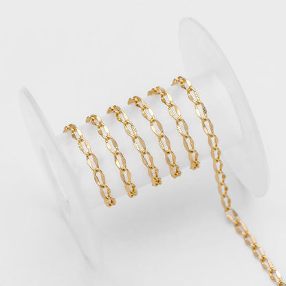 Gold plated Brass Chains 3mm, Oval Link Chain Findings Wholesale (#LK-283)/ 1 Meter=3.3 ft