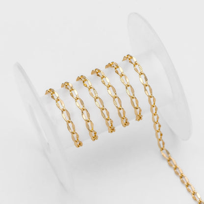 Gold plated Brass Chains 3mm, Oval Link Chain Findings Wholesale (#LK-283)/ 1 Meter=3.3 ft