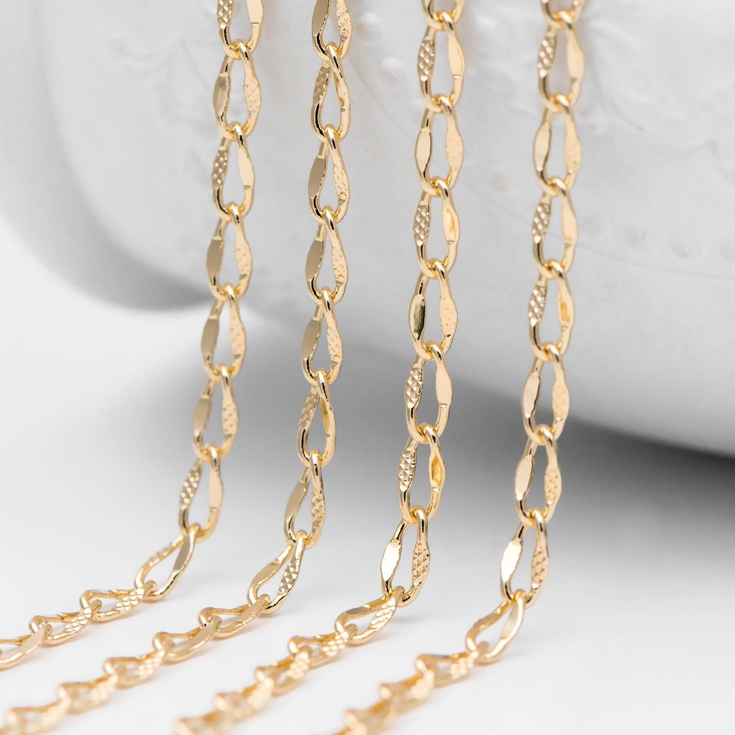 Gold plated Brass Chains 3mm, Oval Link Chain Findings Wholesale (#LK-283)/ 1 Meter=3.3 ft
