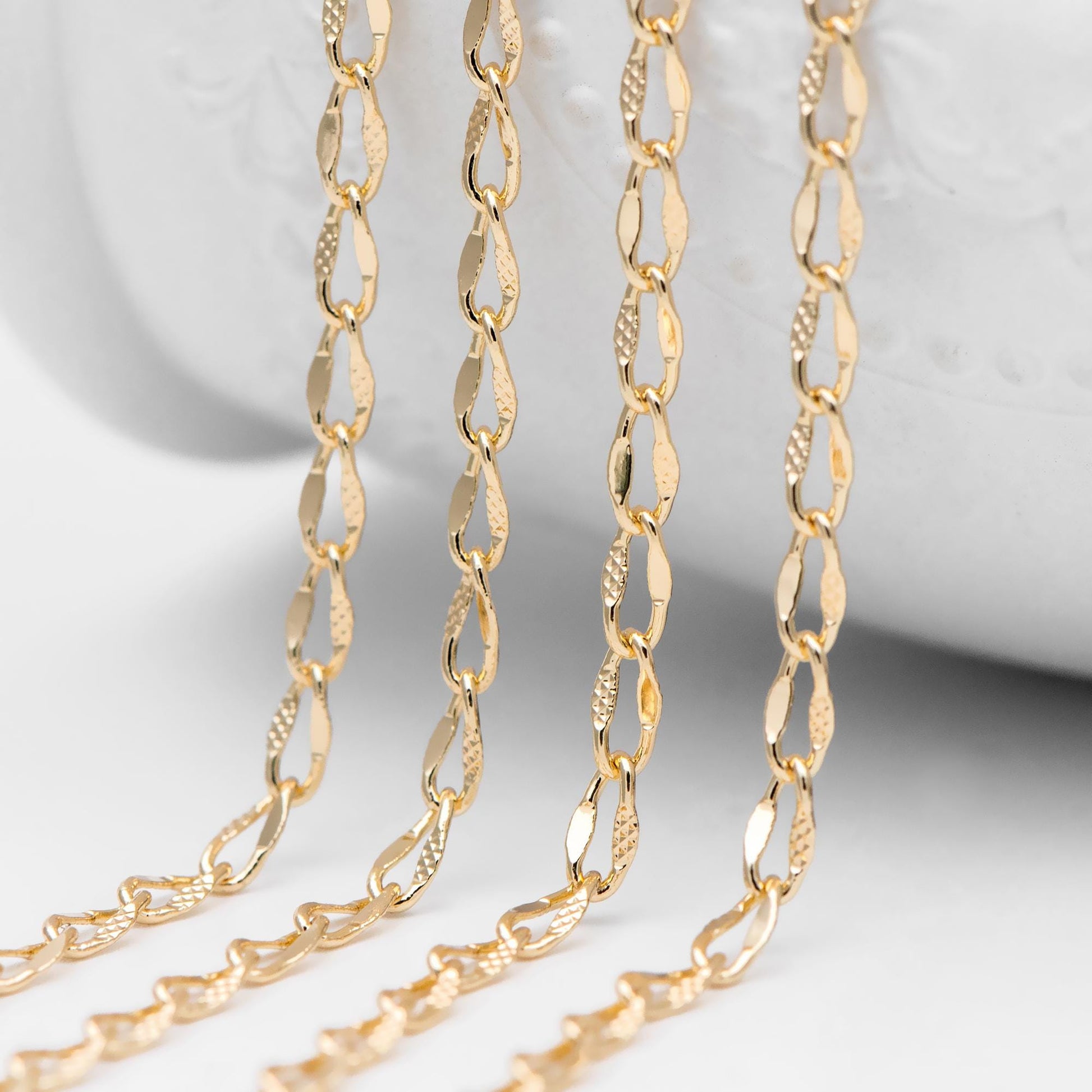 Gold plated Brass Chains 3mm, Oval Link Chain Findings Wholesale (#LK-283)/ 1 Meter=3.3 ft