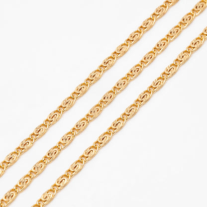 Gold plated Brass Link Chains 2.5mm, Floral Specialty Chains for DIY Necklace (#LK-326)/ 1 Meter=3.3 ft
