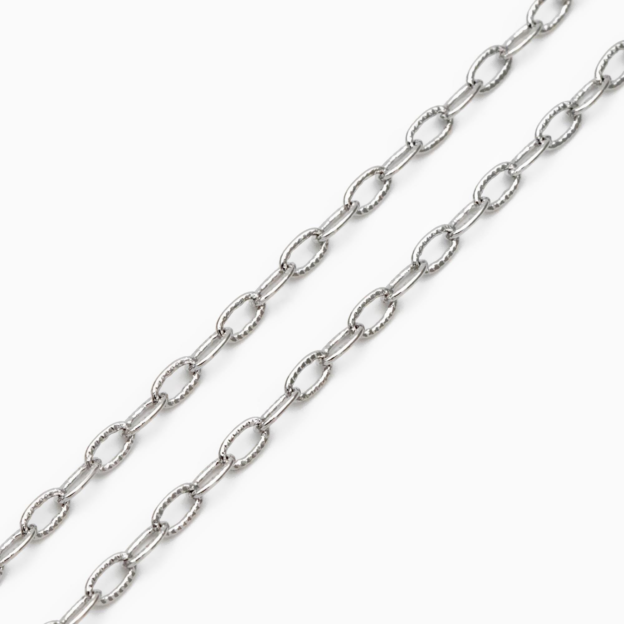 Flat Oval Cable Chains 2.3/ 3mm, 18K Gold/ Rhodium plated Brass, Craft DIY Jewelry Chain Wholesale (#LK-333)/ 1 Meter=3.3 ft