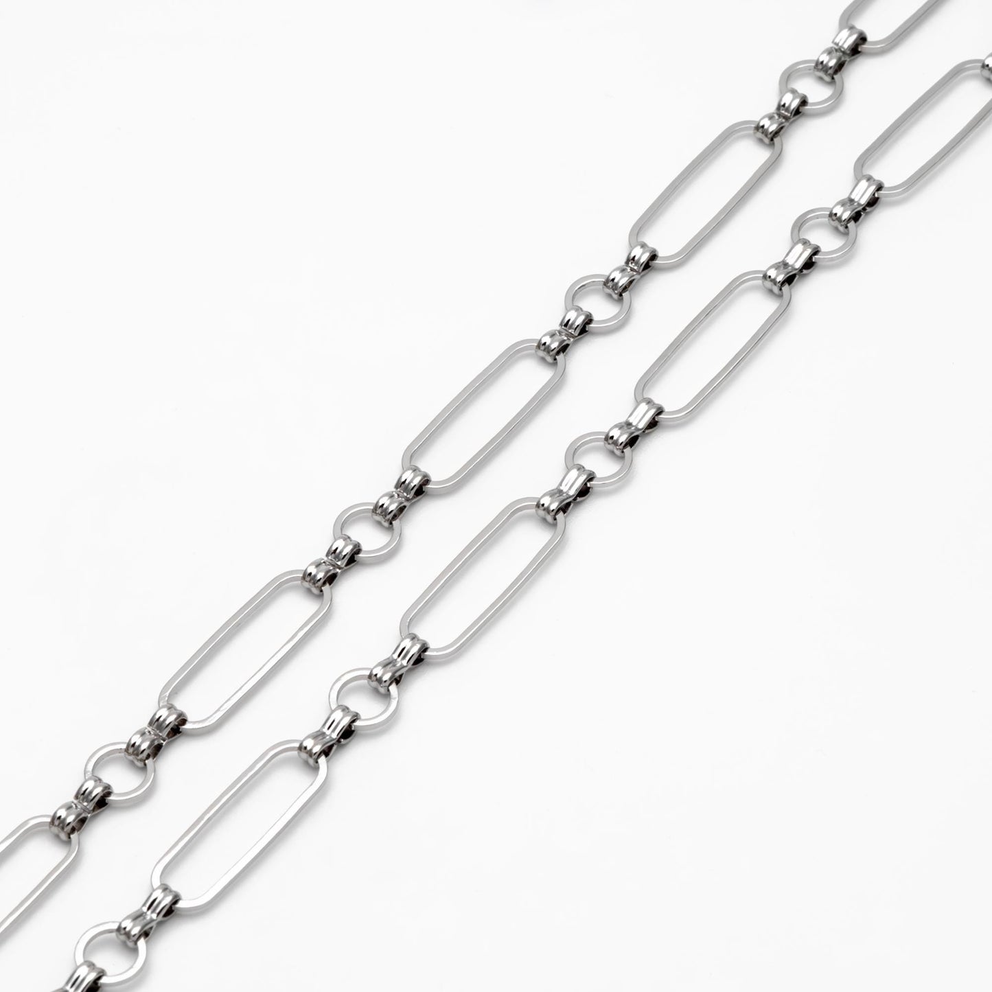 Long Oval Chains 6mm, 18K Gold plated Brass, Geometric Chain Findings Wholesale (#LK-435)/ 1 Meter=3.3 ft