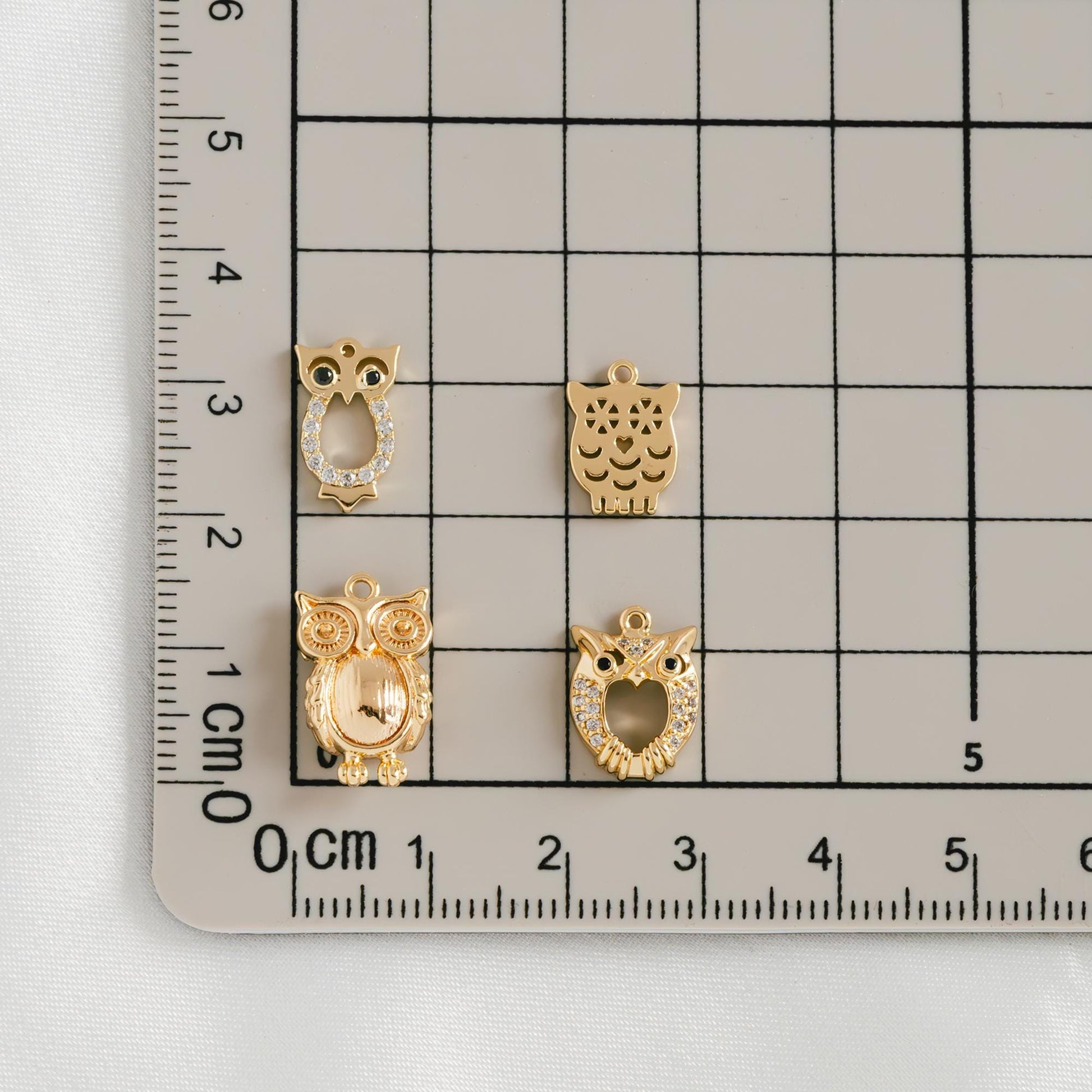 10pcs Gold Owl Charms , Real Gold plated Brass, Cute Owl Pendants (GB-176)