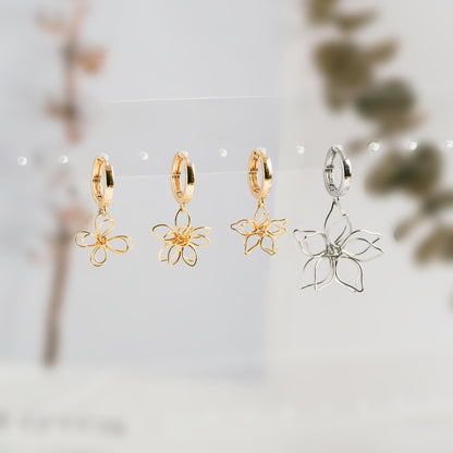 10pcs Gold/ Silver Tone Iron Wire Flowers, Gold/ Rhodium plated Iron, Hand-Wired Floral Charm Pendant Connectors (GB-720)
