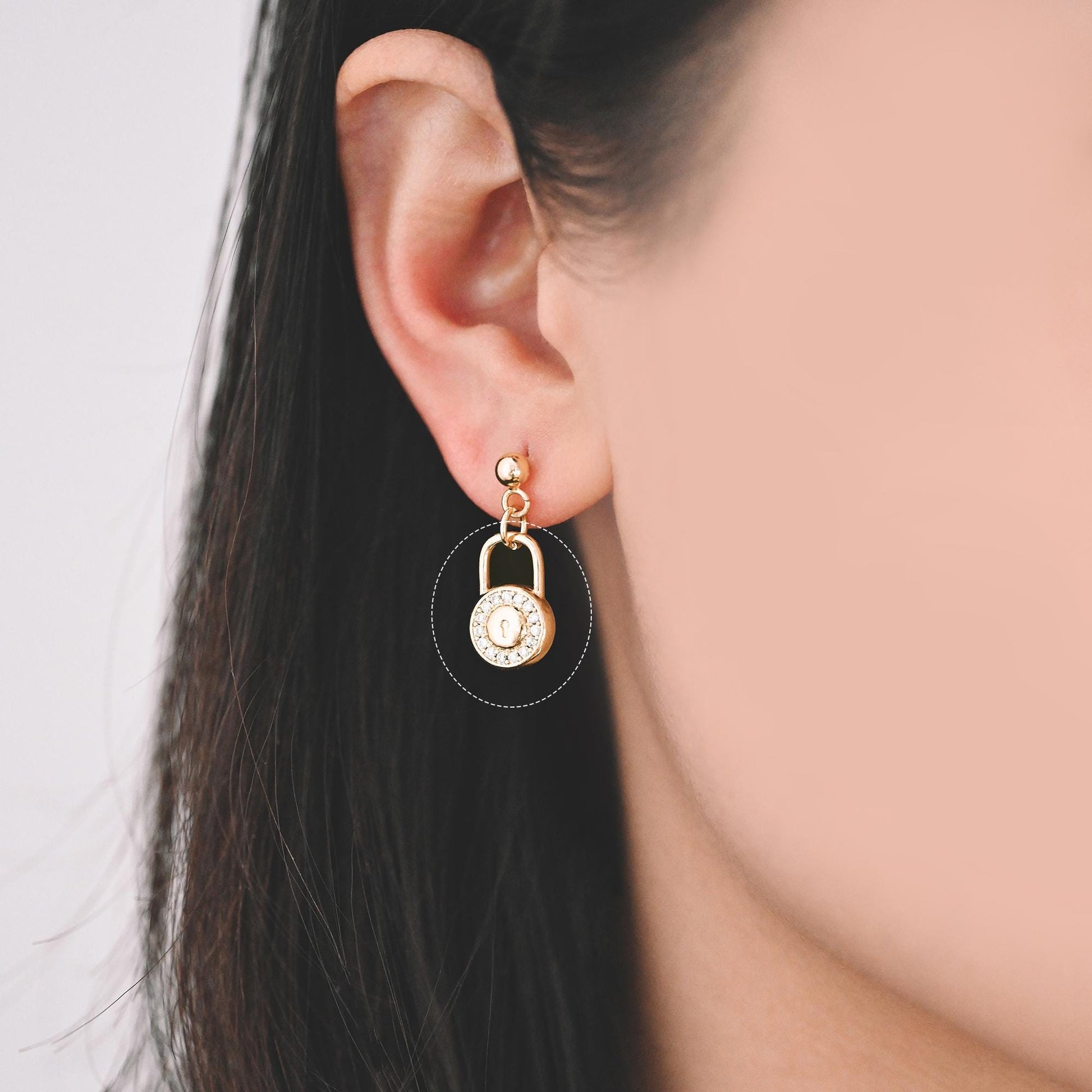 4pcs CZ Pave Gold/ Silver Tone Lock Charms, Real Gold/ Rhodium plated Brass, Mini Lock Pendants (GB-751)