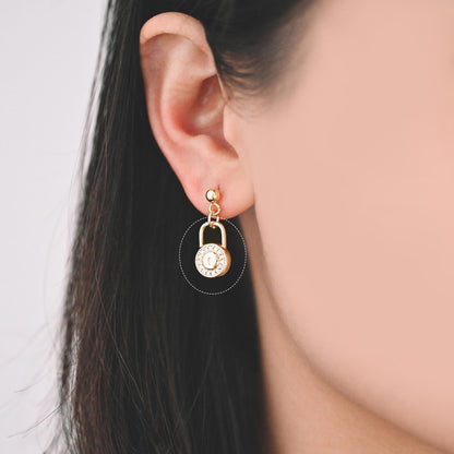 4pcs CZ Pave Gold/ Silver Tone Lock Charms, Real Gold/ Rhodium plated Brass, Mini Lock Pendants (GB-751)