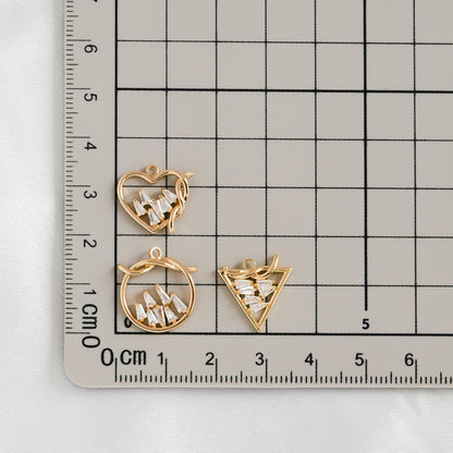 4pcs Gold Knot Triangle/ Circle/ Heart Charms, Earring Findings, Jewelry Making, Diy Material, Jewelry Supplies (GB-2125)