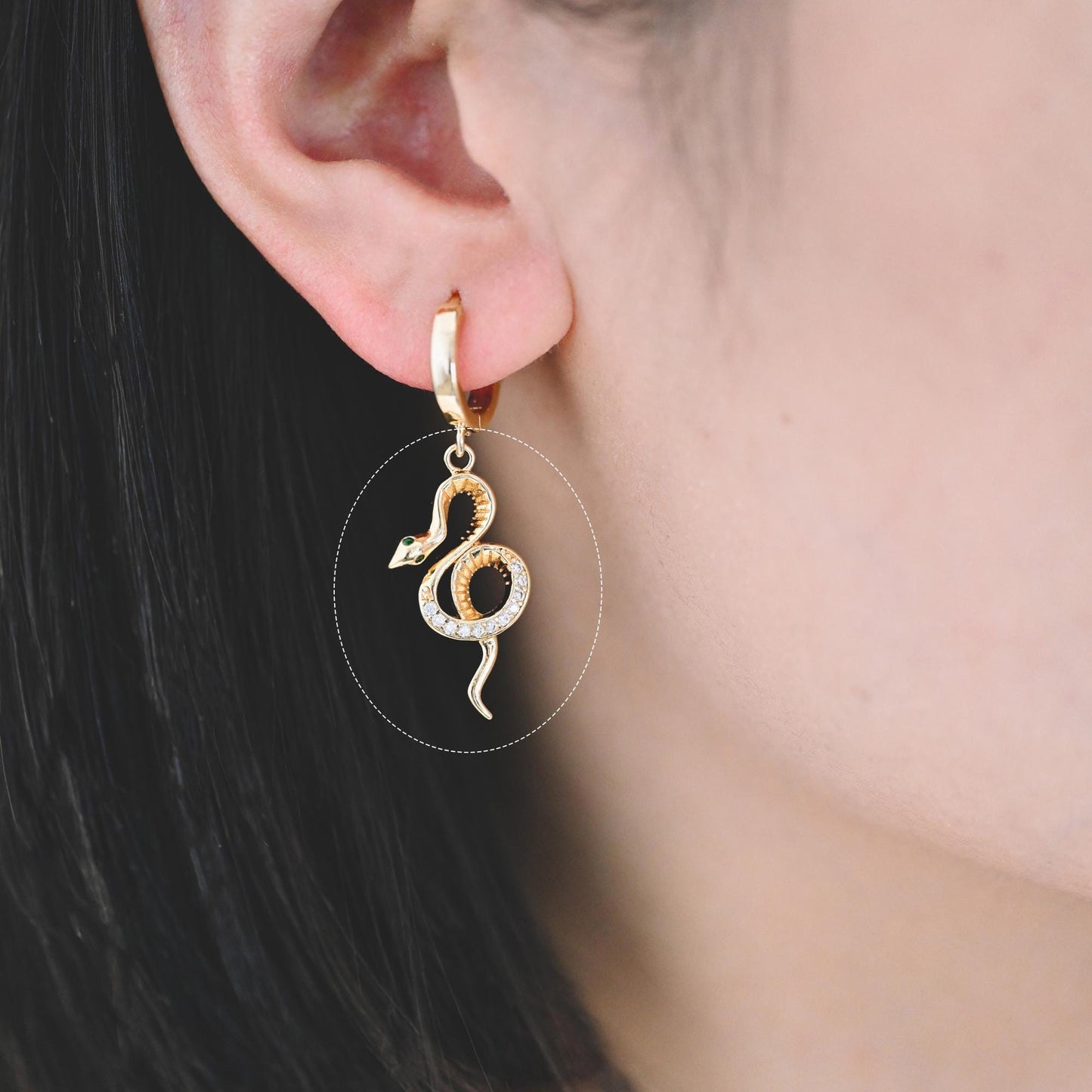 4pcs Gold Snake Charm, 18K Gold Plated Brass, Snake Necklace charm, Snake Jewelry, Snake Pendant (GB-2756)