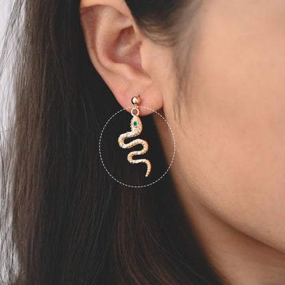 4pcs Gold Snake Charm, 18K Gold Plated Brass, Snake Necklace charm, Snake Jewelry, Snake Pendant (GB-2756)