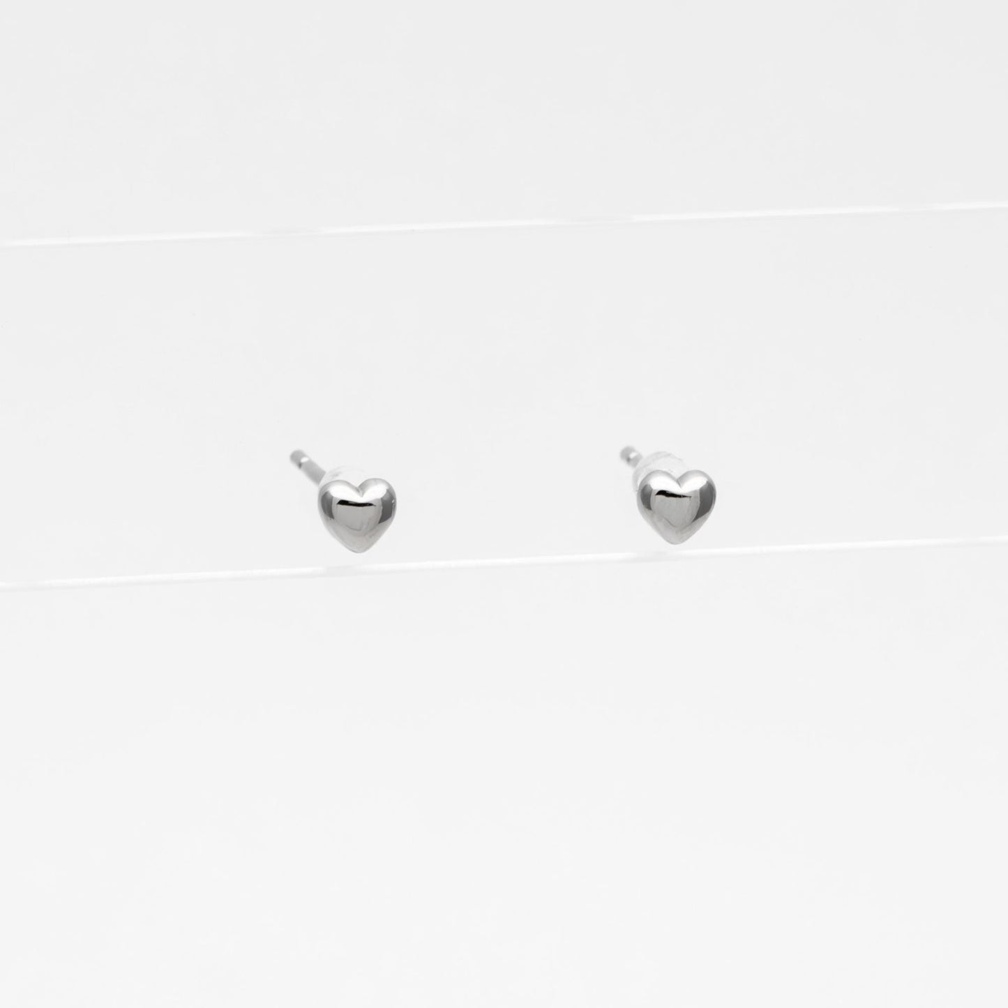 10pcs Gold/ Silver Tiny Heart Earrings, Real Gold/ Rhodium plated Brass, Geometric Earring Studs (GB-4287)