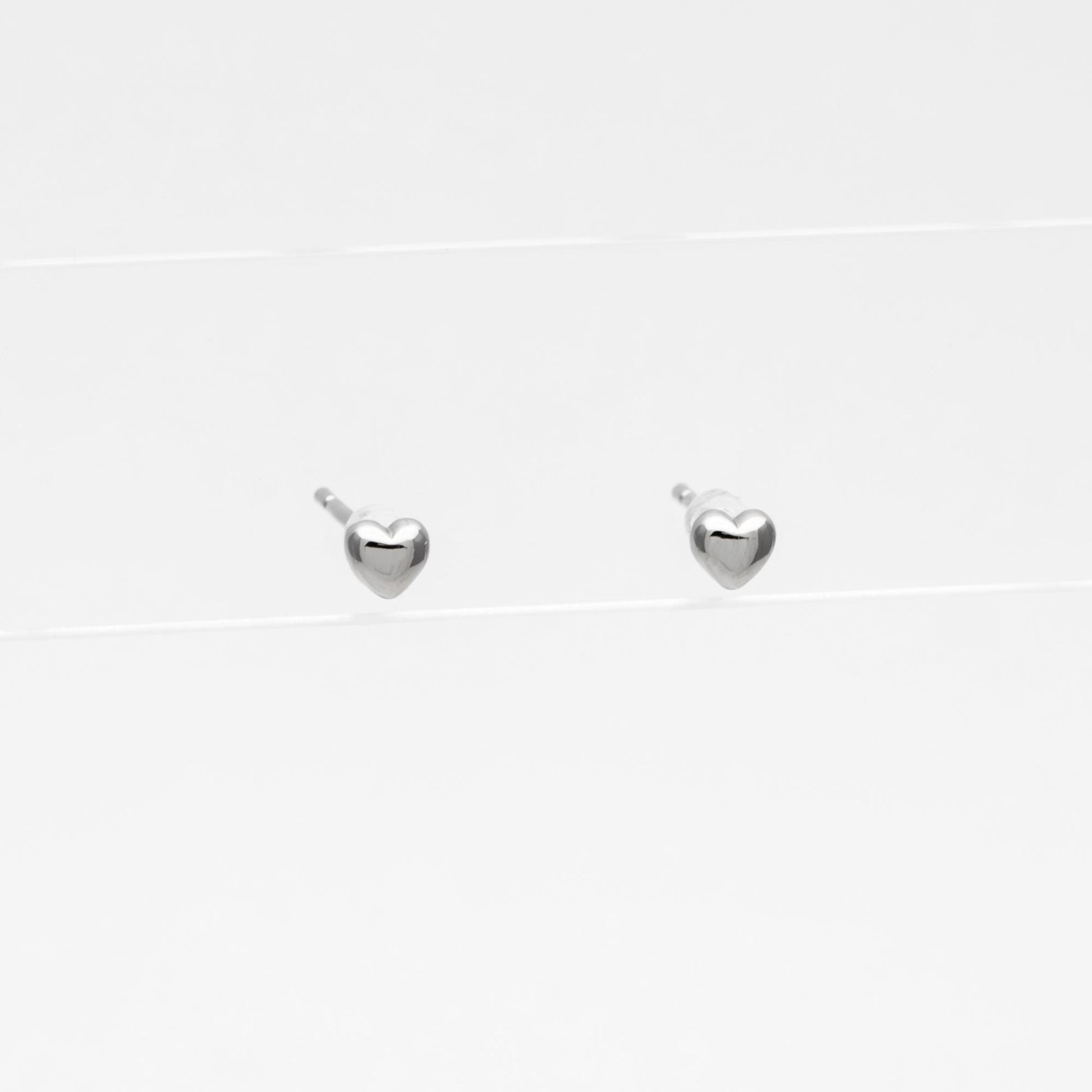 10pcs Gold/ Silver Tiny Heart Earrings, Real Gold/ Rhodium plated Brass, Geometric Earring Studs (GB-4287)