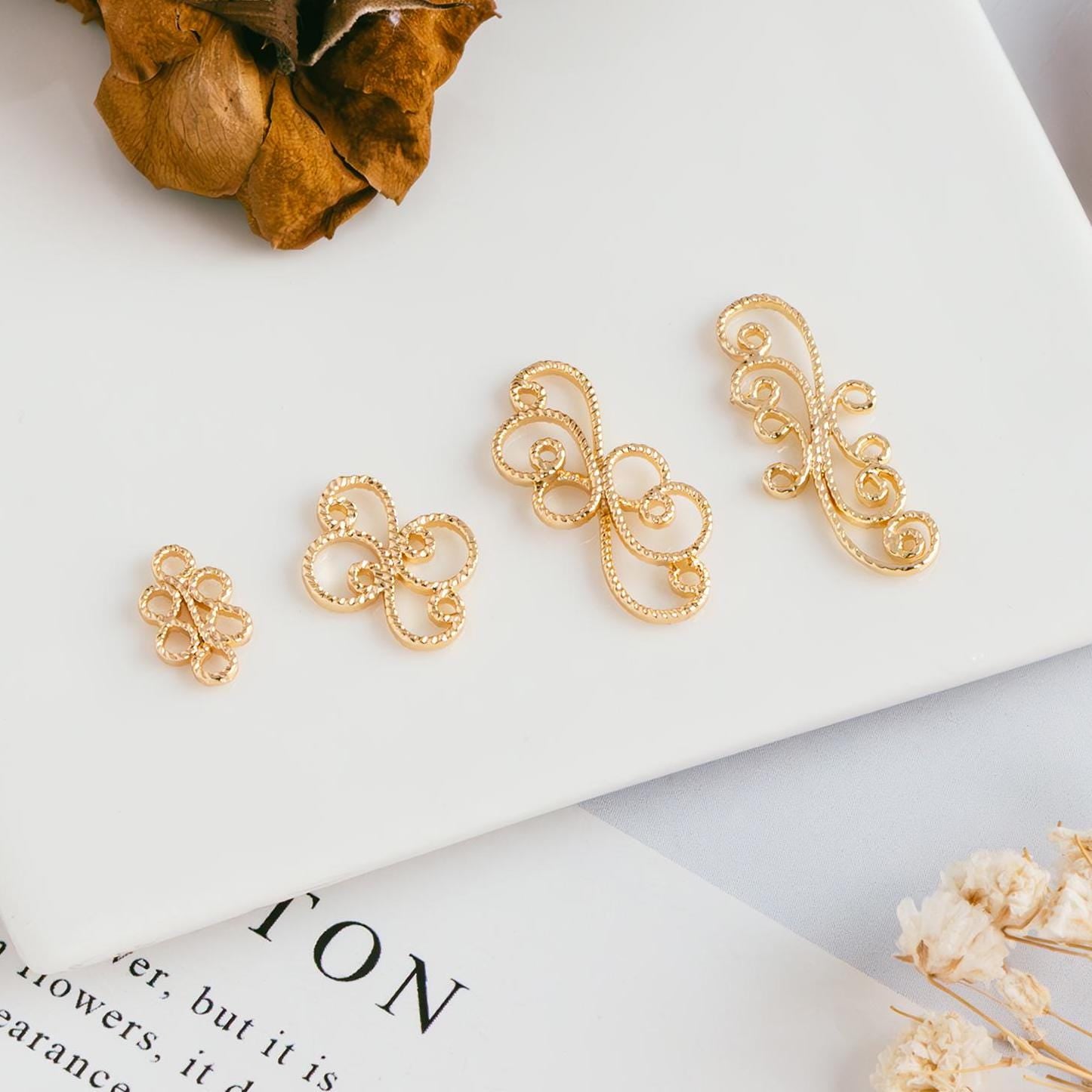 10pcs Gold Filigree Flower Charm Pendants, Gold plated Brass, Jewelry Making, Diy Material, Jewelry Supplies (GB-114)