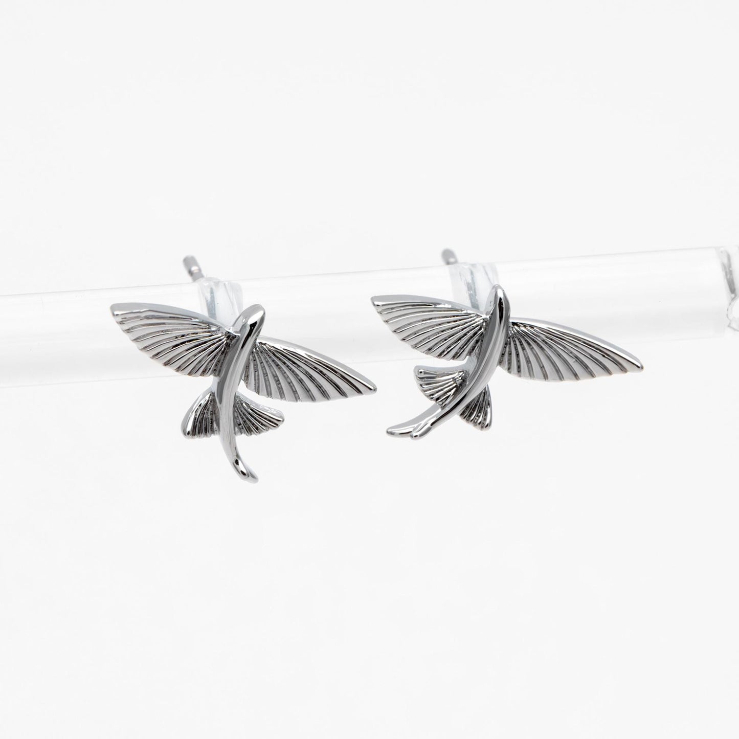 10pcs Gold/ Silver Tone Flying Fish Earrings, 18K Real Gold/ Rhodium Plated Brass, Minimalist Ocean Stud Earrings (GB-4460-L)