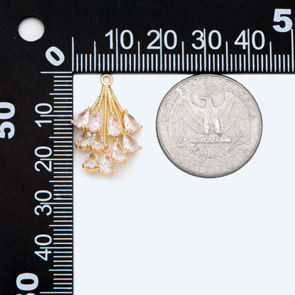 4pcs CZ PavedTeardrops Charm, Earring Charm, Leaves Pendant, Jewelry Making, Diy Material, Jewelry Supplies (GB-2762)