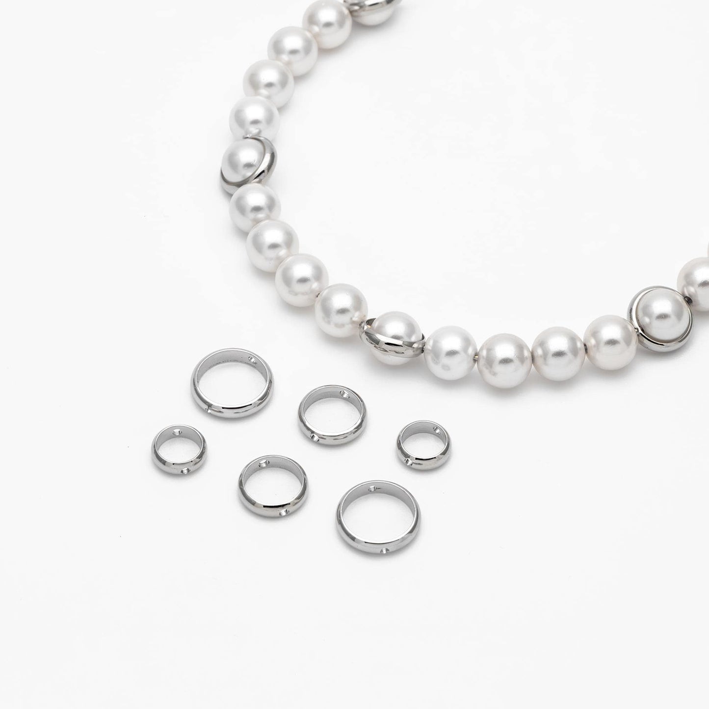 10pcs Gold/ Silver Round Bead Frame Charms, Gold/ Rhodium plated Brass Ring Connectors, 8/ 9/ 10/ 11/ 12mm Outer Size (GB-021)