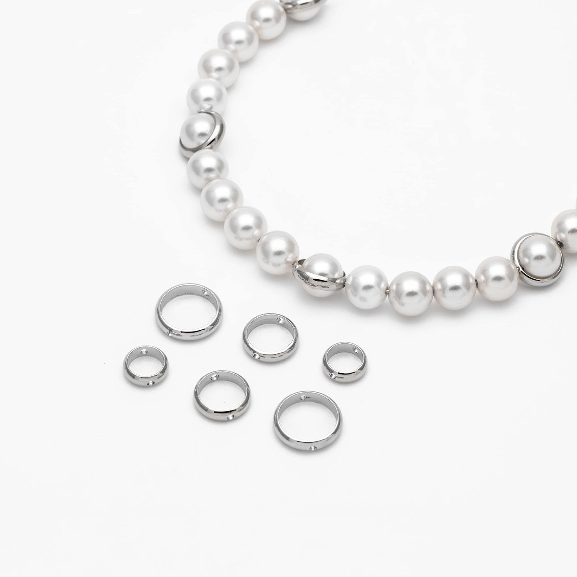 10pcs Gold/ Silver Round Bead Frame Charms, Gold/ Rhodium plated Brass Ring Connectors, 8/ 9/ 10/ 11/ 12mm Outer Size (GB-021)