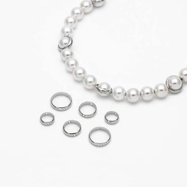 10pcs Gold/ Silver Round Bead Frame Charms, Gold/ Rhodium plated Brass Ring Connectors, 8/ 9/ 10/ 11/ 12mm Outer Size (GB-021)