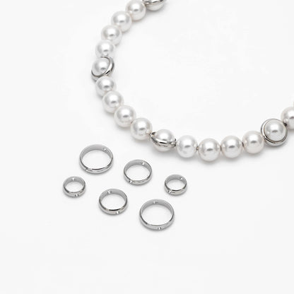 10pcs Gold/ Silver Round Bead Frame Charms, Gold/ Rhodium plated Brass Ring Connectors, 8/ 9/ 10/ 11/ 12mm Outer Size (GB-021)