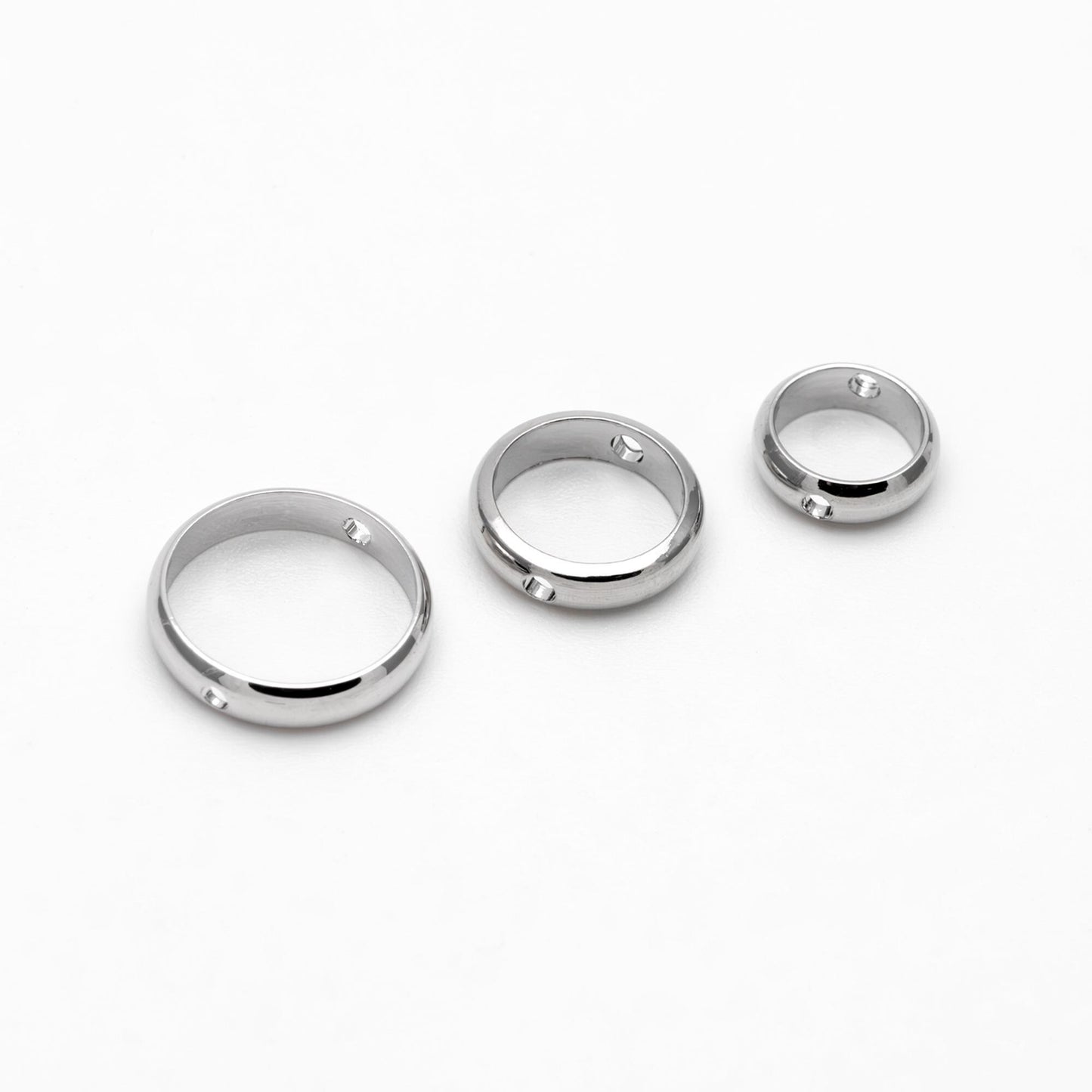 10pcs Gold/ Silver Round Bead Frame Charms, Gold/ Rhodium plated Brass Ring Connectors, 8/ 9/ 10/ 11/ 12mm Outer Size (GB-021)