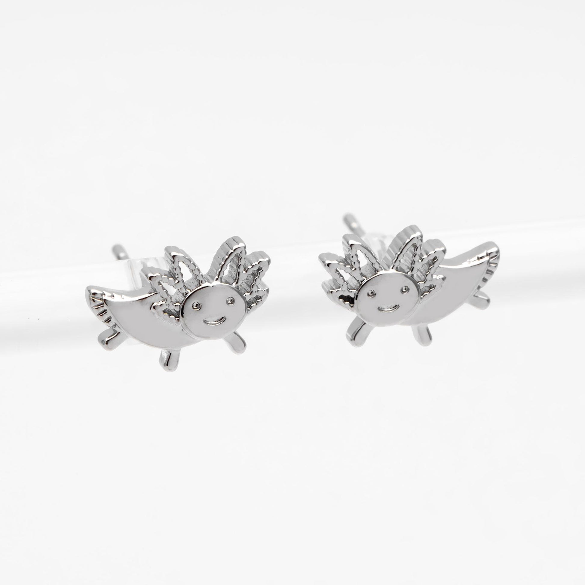 10pcs Gold/ Silver Tone Axolotl Earrings, 18K Real Gold/ Rhodium Plated Brass, Minimalist Animal Stud Earrings (GB-4460-M)