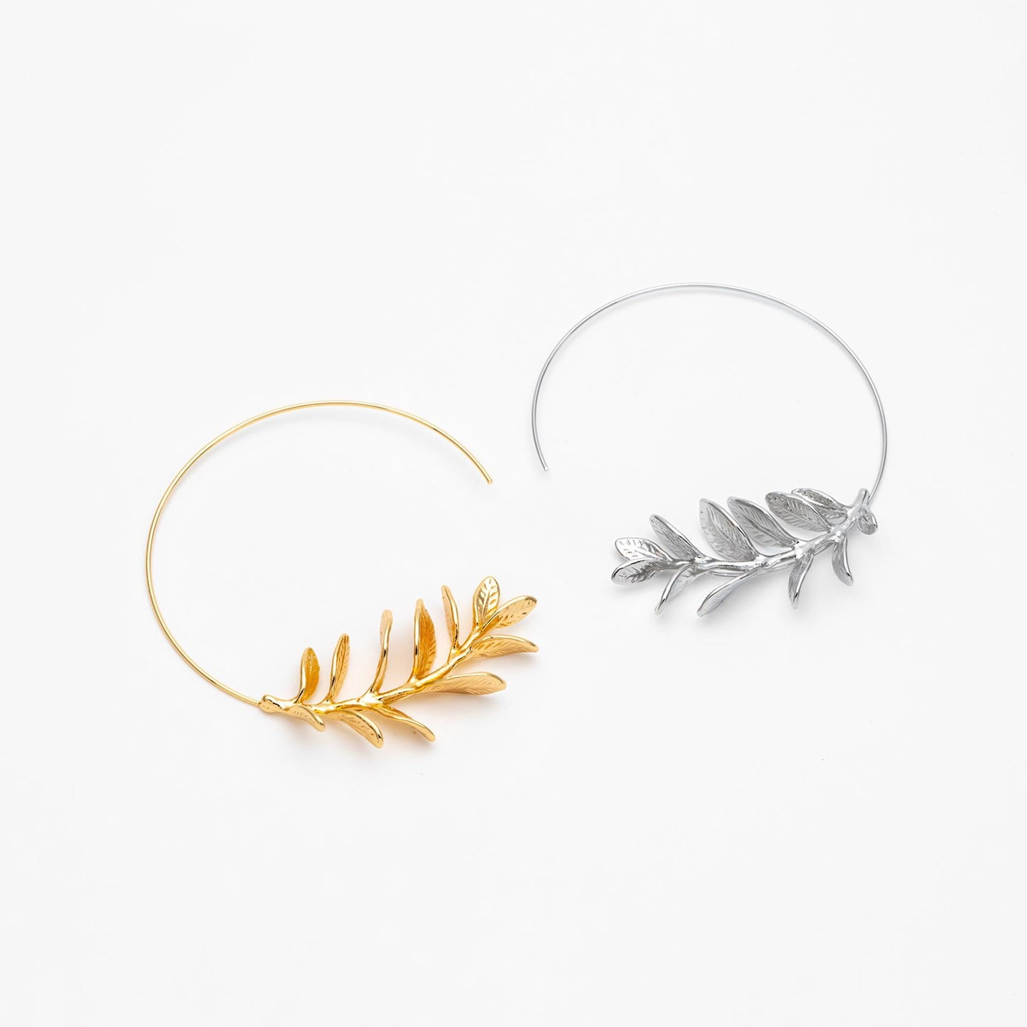 4pcs Gold/ Silver Tone Leaf Ear Hooks, Dainty Branch Earring (GB-4653)