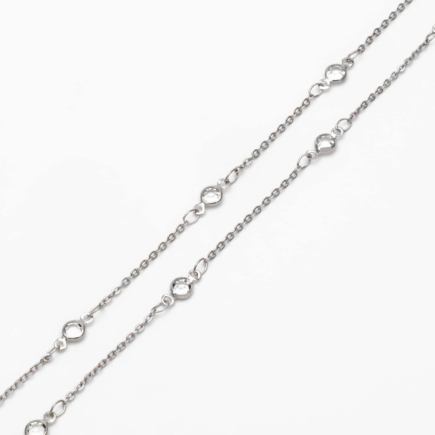 Gold plated Brass Crystal Beaded Chains, 4.5/ 7mm Round Coin Glass Beads, Lead Nickel Free (#LK-147)/ 1 Meter=3.3 ft