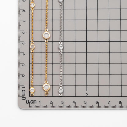Gold plated Brass Crystal Beaded Chains, 4.5/ 7mm Round Coin Glass Beads, Lead Nickel Free (#LK-147)/ 1 Meter=3.3 ft