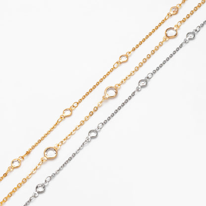 Gold plated Brass Crystal Beaded Chains, 4.5/ 7mm Round Coin Glass Beads, Lead Nickel Free (#LK-147)/ 1 Meter=3.3 ft