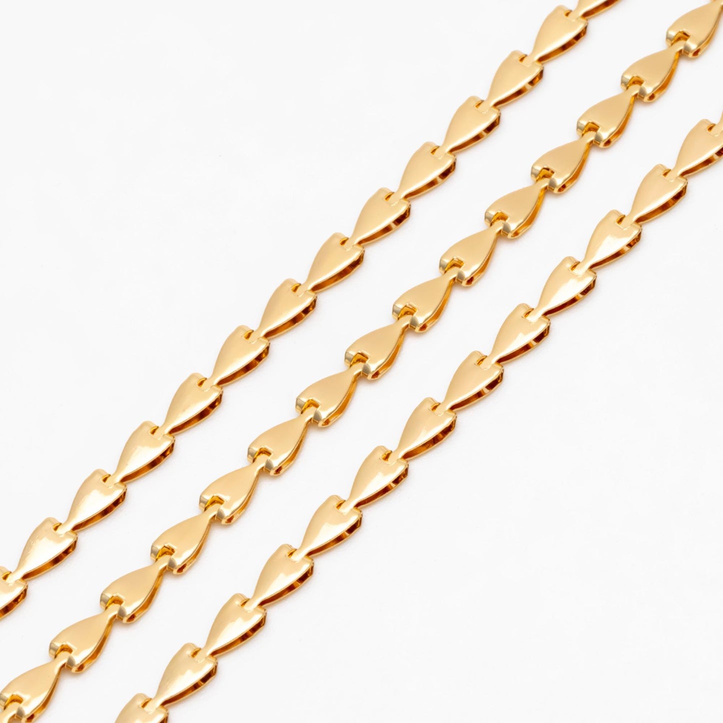Gold/ Silver Tone Triangle Chain 3mm, Gold/ Rhodium plated Brass Arrow Chain, Quality Chain for DIY Jewelry (#LK-239)/ 1 Meter=3.3 ft