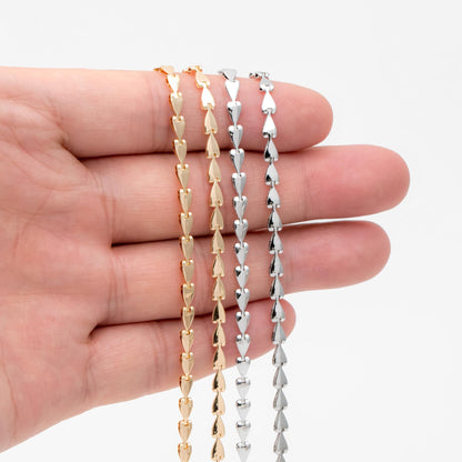 Gold/ Silver Tone Triangle Chain 3mm, Gold/ Rhodium plated Brass Arrow Chain, Quality Chain for DIY Jewelry (#LK-239)/ 1 Meter=3.3 ft