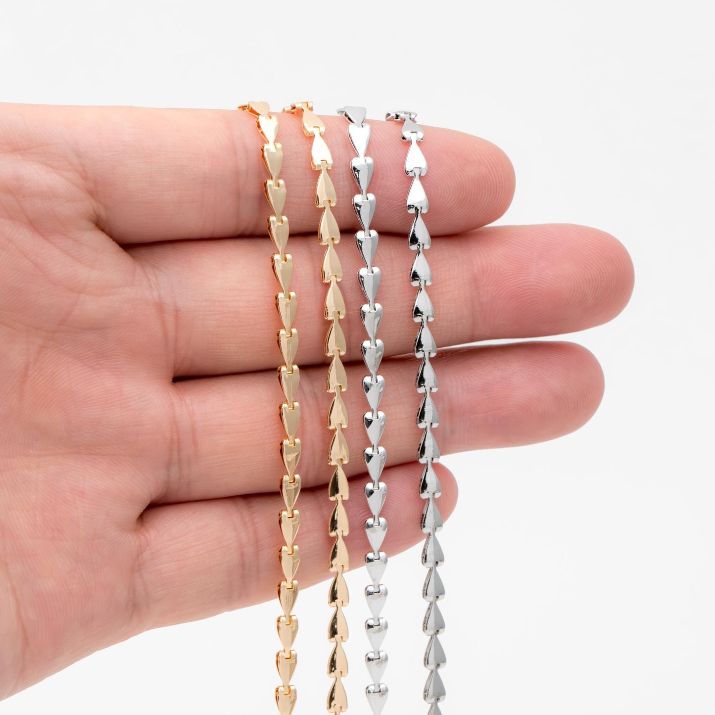 Gold/ Silver Tone Triangle Chain 3mm, Gold/ Rhodium plated Brass Arrow Chain, Quality Chain for DIY Jewelry (#LK-239)/ 1 Meter=3.3 ft