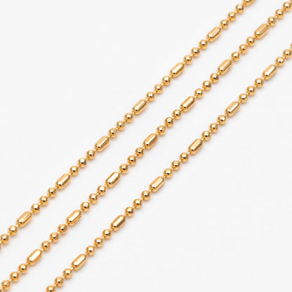 Gold/ Silver Ball Chains 1mm, DIY Necklace Chain Wholesale, 18K Gold/ Rhodium plated Brass Bar Chains (#LK-243)/ 1 Meter=3.3 ft