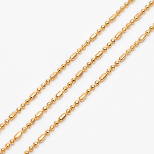 Gold/ Silver Ball Chains 1mm, DIY Necklace Chain Wholesale, 18K Gold/ Rhodium plated Brass Bar Chains (#LK-243)/ 1 Meter=3.3 ft