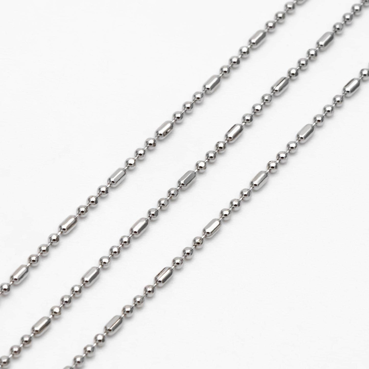 Gold/ Silver Ball Chains 1mm, DIY Necklace Chain Wholesale, 18K Gold/ Rhodium plated Brass Bar Chains (#LK-243)/ 1 Meter=3.3 ft