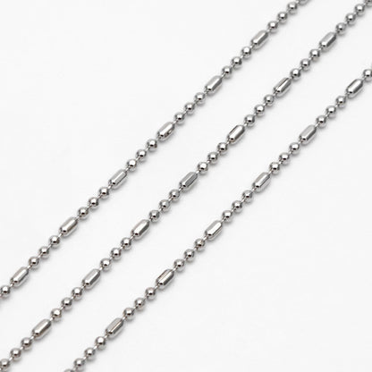 Gold/ Silver Ball Chains 1mm, DIY Necklace Chain Wholesale, 18K Gold/ Rhodium plated Brass Bar Chains (#LK-243)/ 1 Meter=3.3 ft