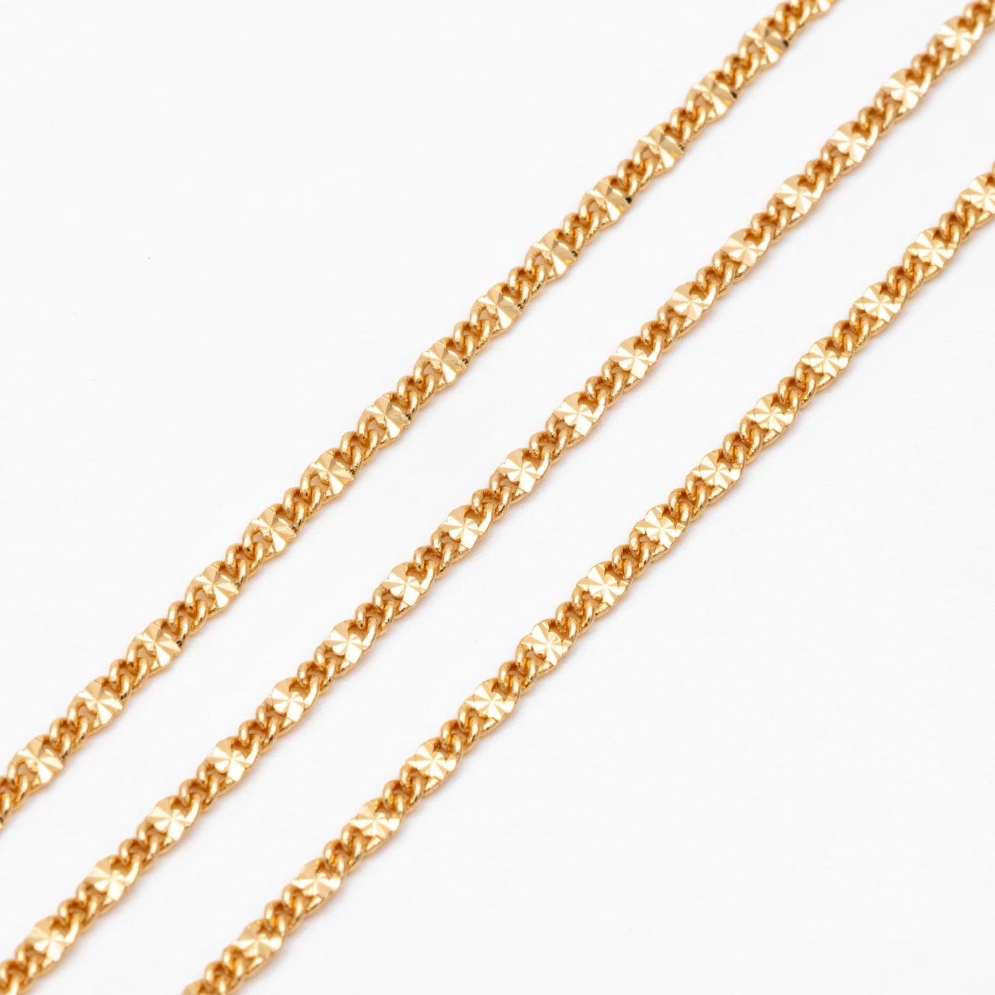 Gold/ Silver Flat Chain, 18K Gold/ Rhodium plated Chain Bulk, Gold Chain Wholesale (#LK-328)/ 1 Meter=3.3 ft