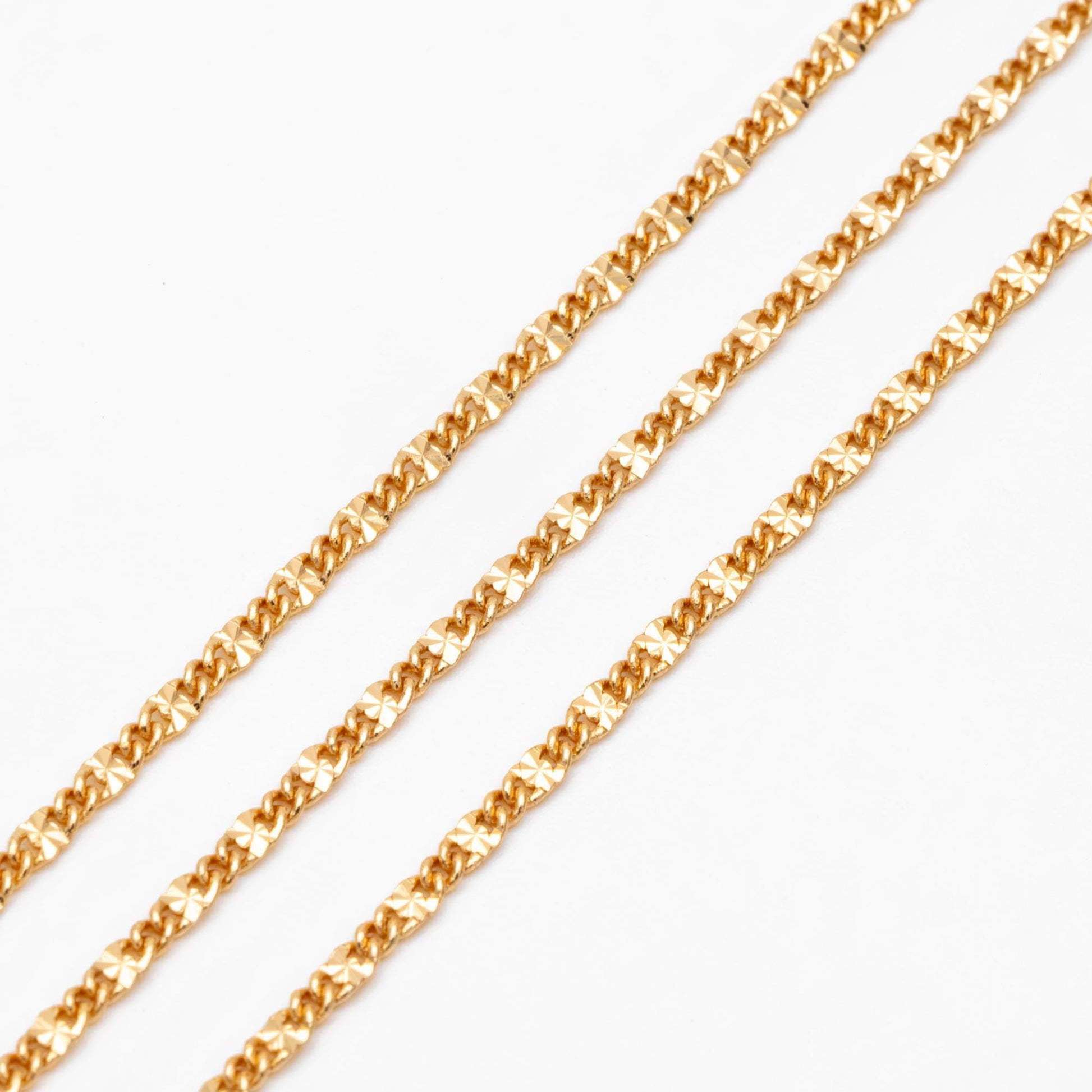 Gold/ Silver Flat Chain, 18K Gold/ Rhodium plated Chain Bulk, Gold Chain Wholesale (#LK-328)/ 1 Meter=3.3 ft