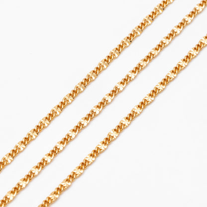 Gold/ Silver Flat Chain, 18K Gold/ Rhodium plated Chain Bulk, Gold Chain Wholesale (#LK-328)/ 1 Meter=3.3 ft