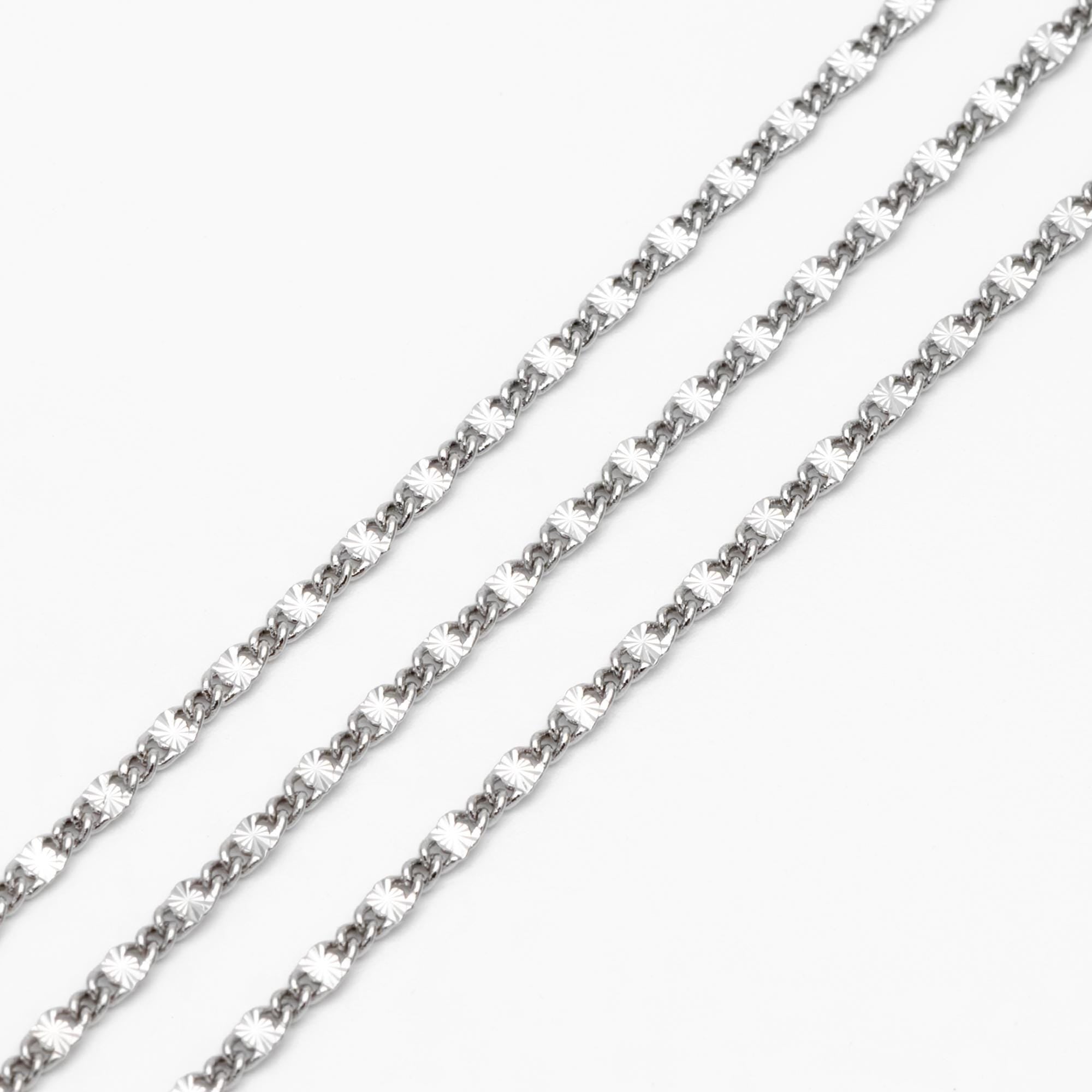 Gold/ Silver Flat Chain, 18K Gold/ Rhodium plated Chain Bulk, Gold Chain Wholesale (#LK-328)/ 1 Meter=3.3 ft