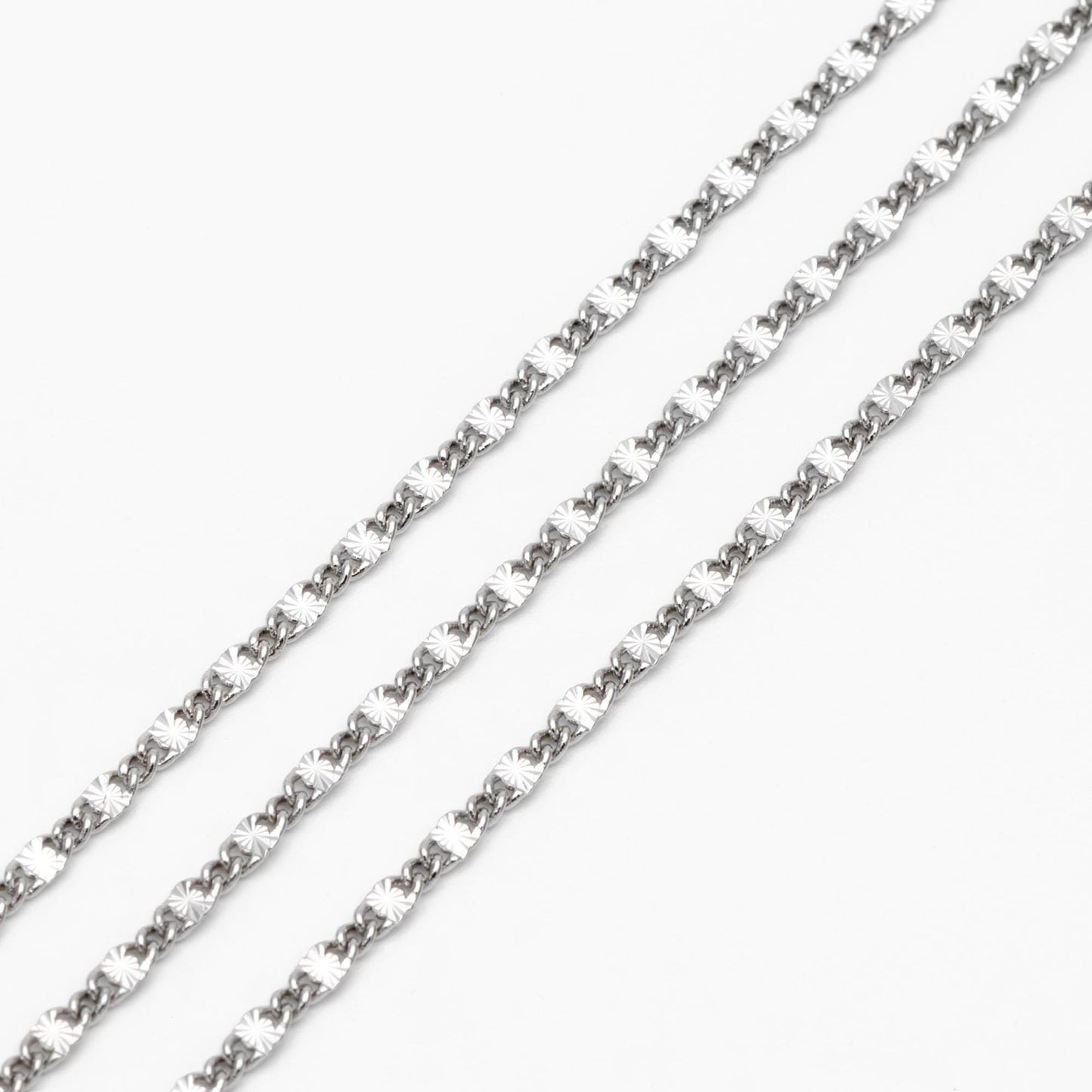 Gold/ Silver Flat Chain, 18K Gold/ Rhodium plated Chain Bulk, Gold Chain Wholesale (#LK-328)/ 1 Meter=3.3 ft