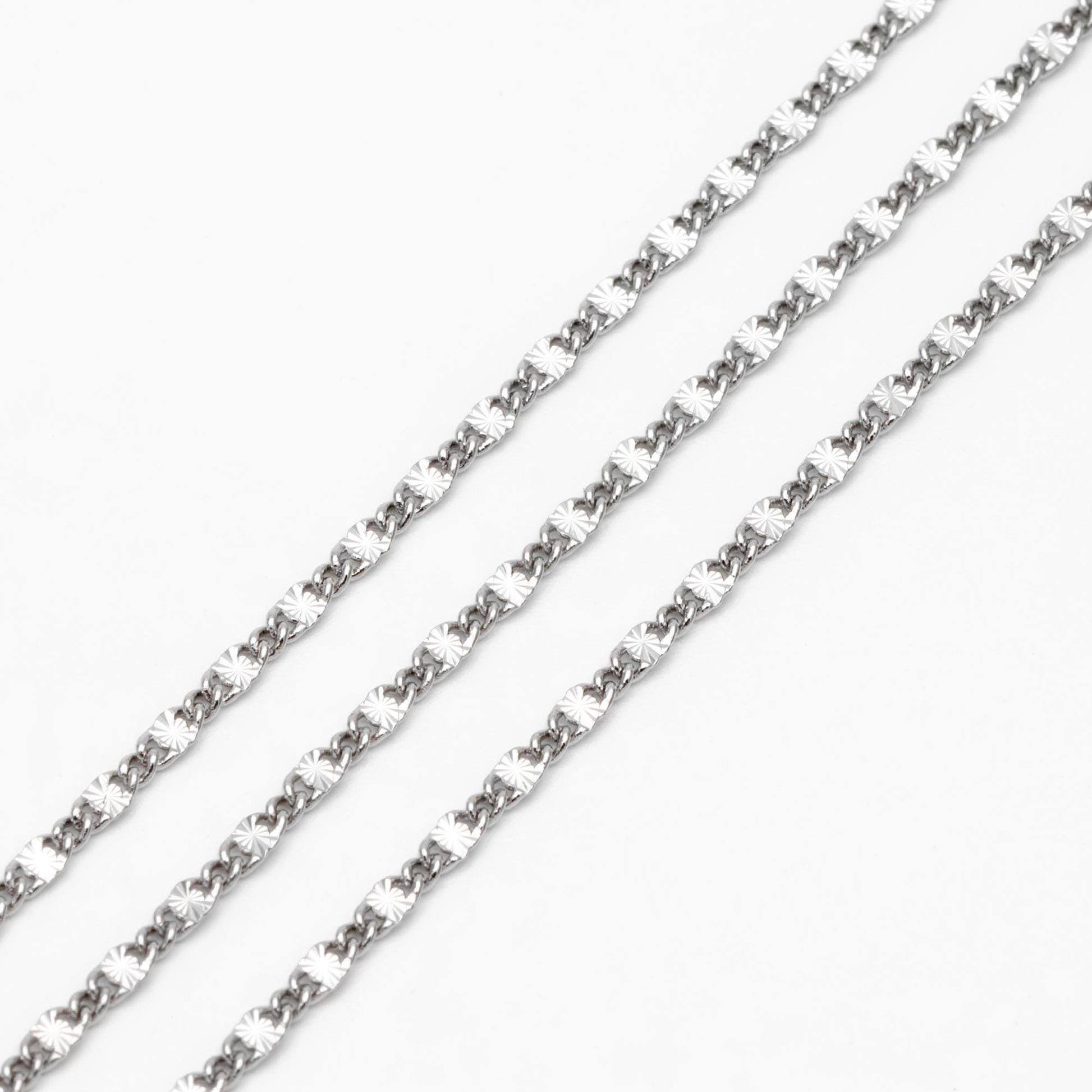 Gold/ Silver Flat Chain, 18K Gold/ Rhodium plated Chain Bulk, Gold Chain Wholesale (#LK-328)/ 1 Meter=3.3 ft