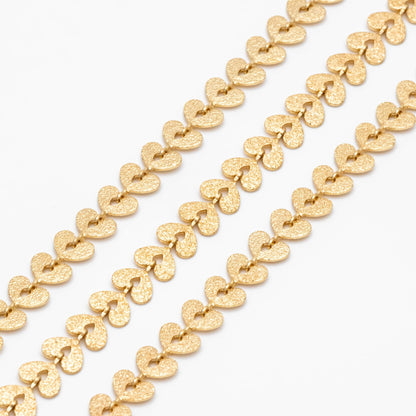 Gold plated Brass Stardust Heart Chain 7mm, Decorative Chain, Designer Chain (#LK-422)/ 1 Meter=3.3ft