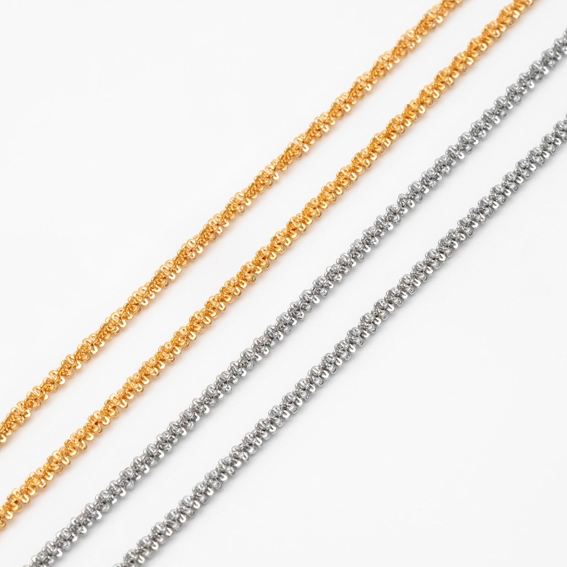 Gold/ Silver tone Specialty Chains 2.2mm, Gold/ Rhodium plated Brass, DIY Necklace Chain Wholesale (#LK-228)/ 1 Meter=3.3 ft