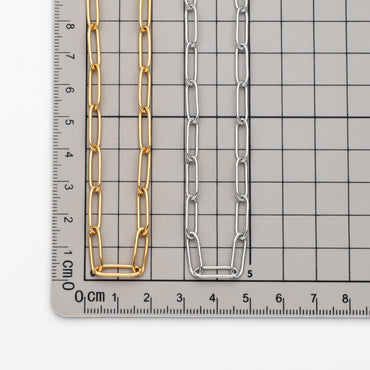 Gold/ Silver tone Cable Chains, Long Oval Link 5x14mm, Gold/ Rhodium plated Brass, Color Not Easily Tarnish (#LK-279)/ 1 Meter=3.3 ft