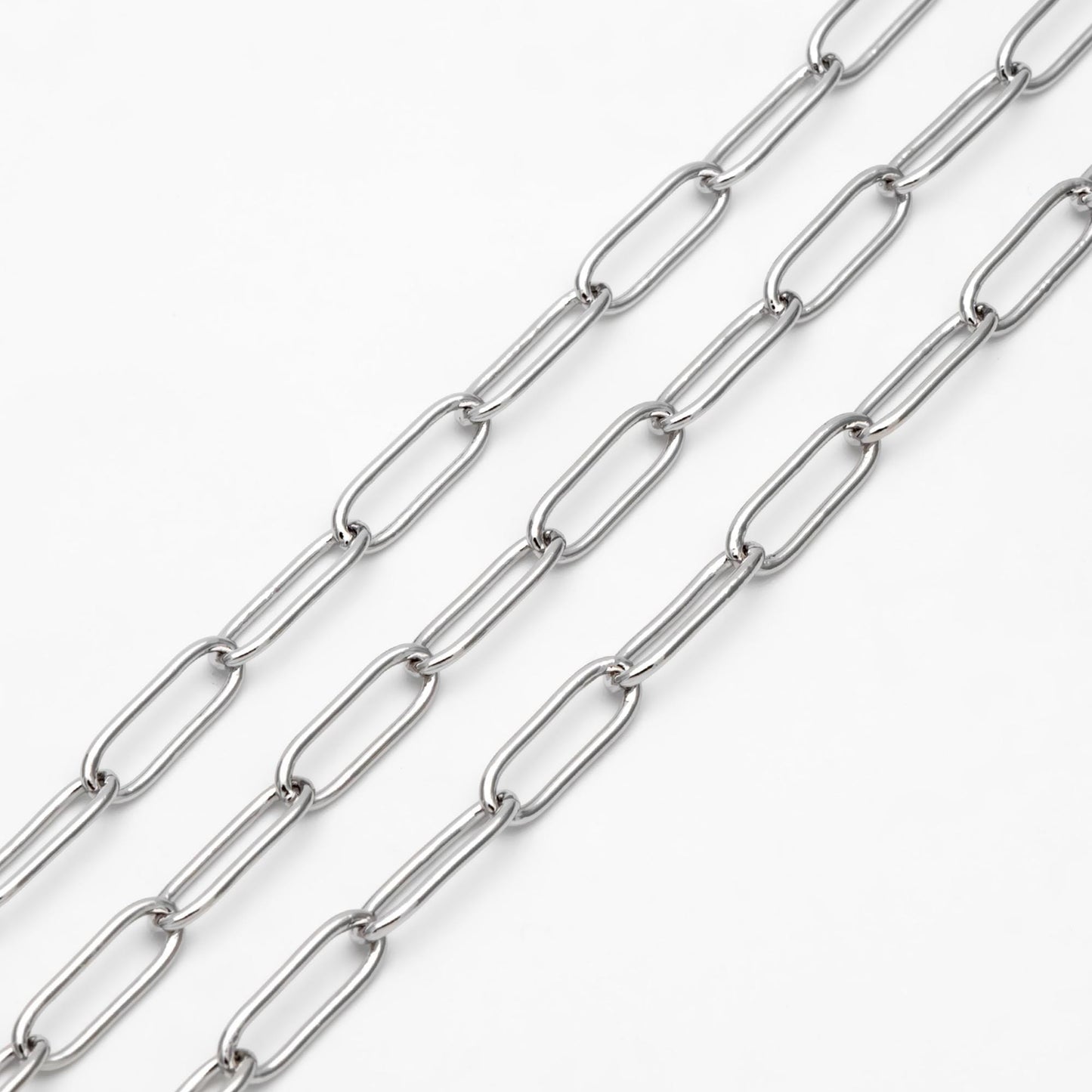 Gold/ Silver tone Cable Chains, Long Oval Link 5x14mm, Gold/ Rhodium plated Brass, Color Not Easily Tarnish (#LK-279)/ 1 Meter=3.3 ft