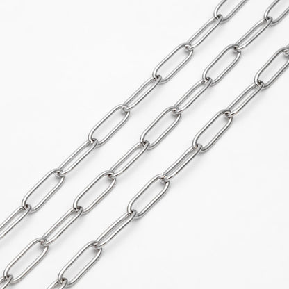 Gold/ Silver tone Cable Chains, Long Oval Link 5x14mm, Gold/ Rhodium plated Brass, Color Not Easily Tarnish (#LK-279)/ 1 Meter=3.3 ft