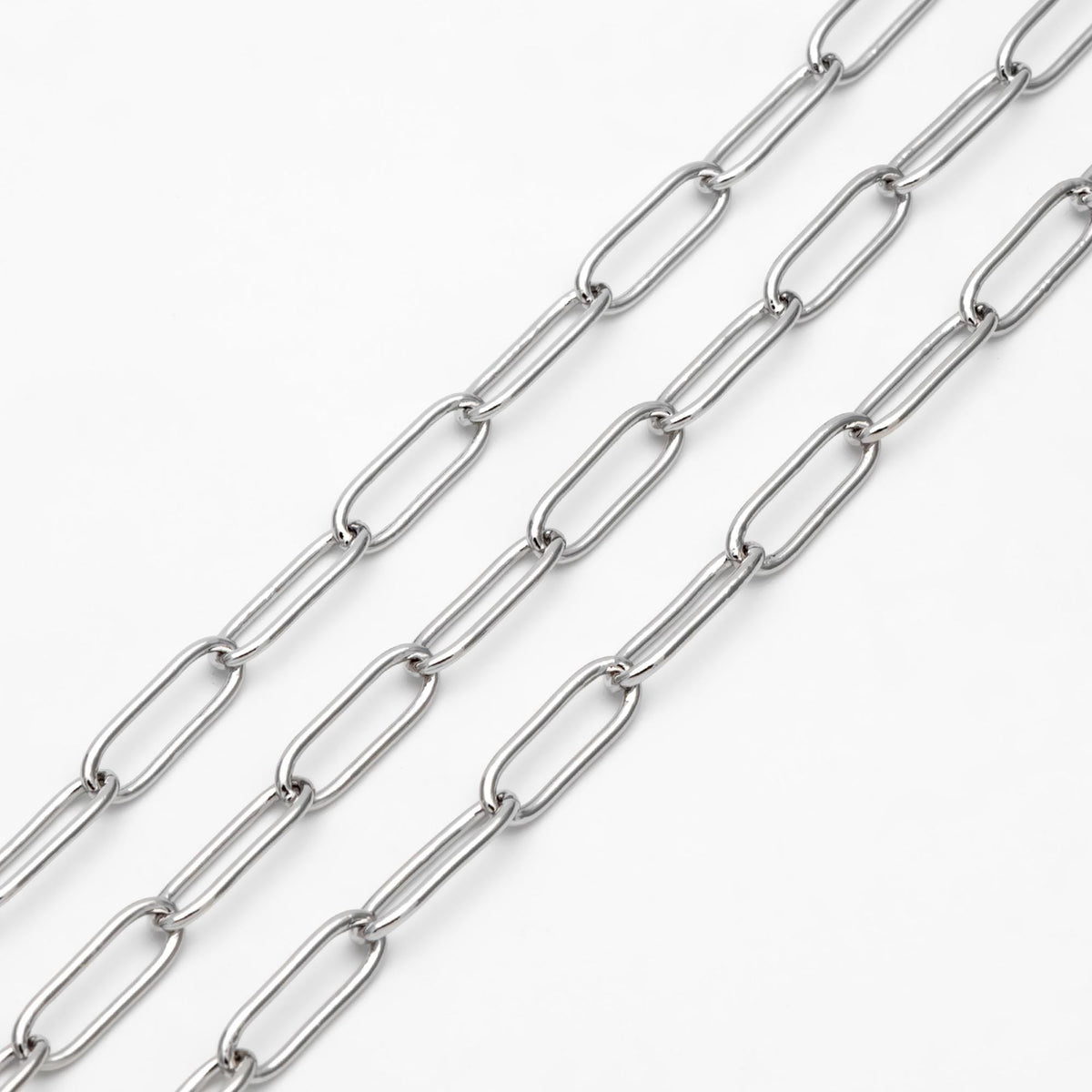 Gold/ Silver tone Cable Chains, Long Oval Link 5x14mm, Gold/ Rhodium plated Brass, Color Not Easily Tarnish (#LK-279)/ 1 Meter=3.3 ft
